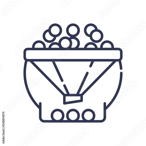 A funnel filtering data, symbolizing information synthesis and data processing.