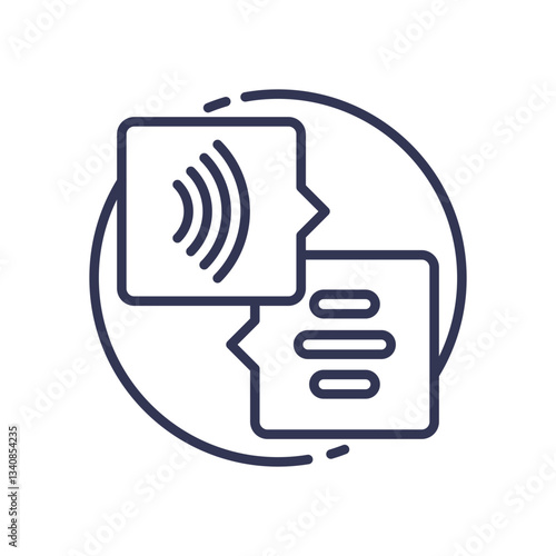 Speech and text bubbles symbolize interactive communication.
