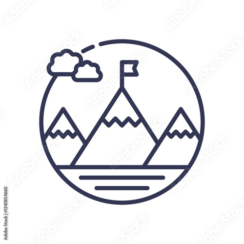 Mountains with a flag symbolize achievement and maturity.