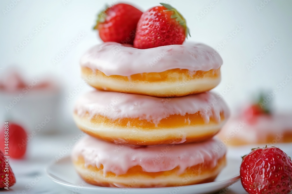Strawberry Donut with Smooth Icing Strawberry Donut with Smooth Icing