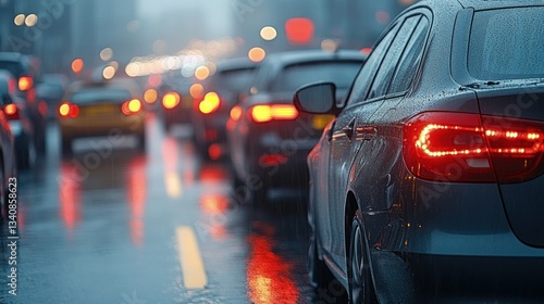 Rainy City Traffic Jam
