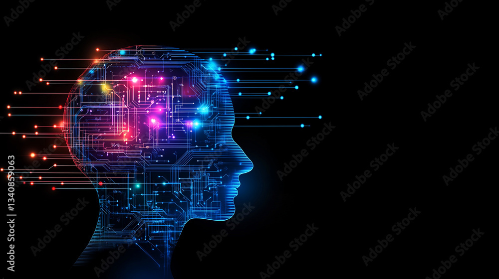 Futuristic Neural Network: AI Intelligence in Digital Space