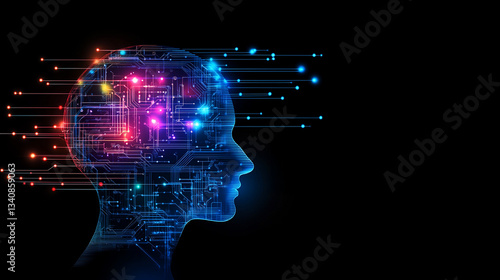 Obraz na płótnie Futuristic Neural Network: AI Intelligence in Digital Space w salonie