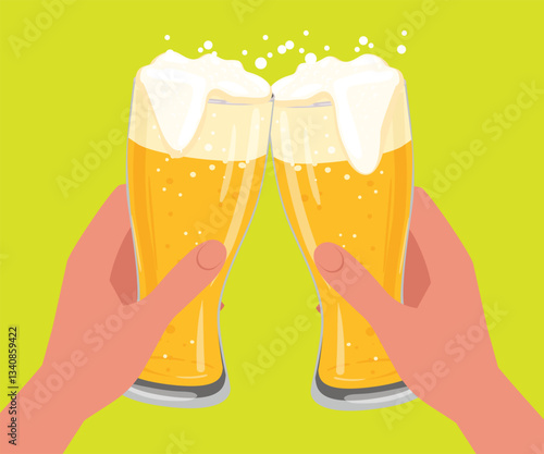 Cheers with beer glasses stock illustration