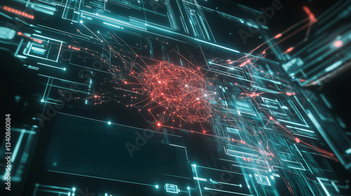 Futuristic Neural Network: AI Intelligence in Digital Space