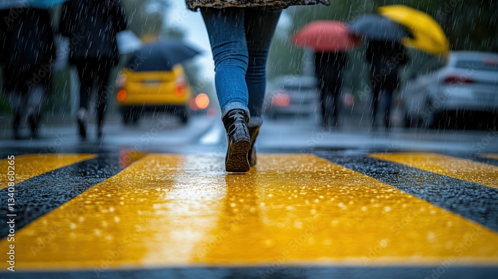 Fototapeta premium Rainy day pedestrian crossing