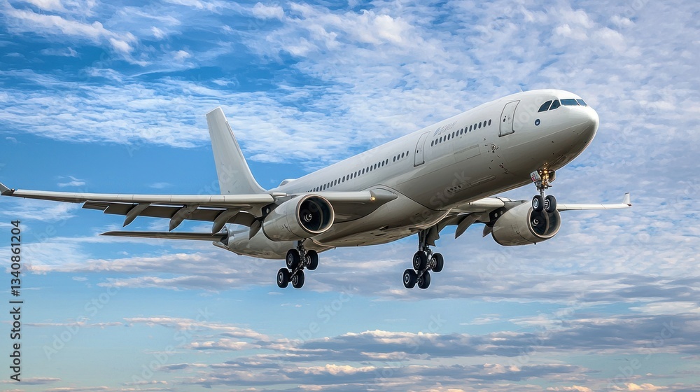 Airbus A330 Airplane Landing Approach, Cloudscape Airbus A330 Airplane Landing Approach, Cloudscape