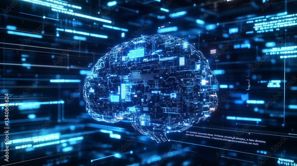 Futuristic Neural Network: AI Intelligence in Digital Space