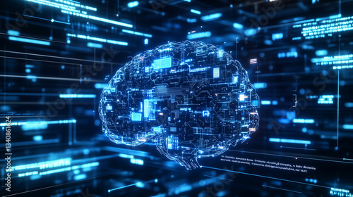 Obraz na płótnie Futuristic Neural Network: AI Intelligence in Digital Space w salonie