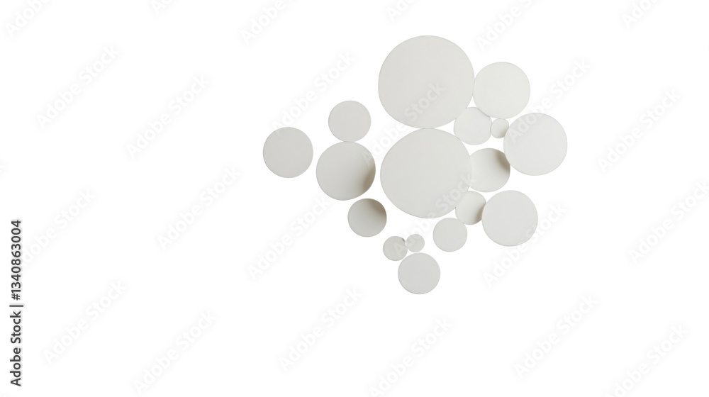 White circles of different sizes overlapping on transparent background White circles of different sizes overlapping on transparent background