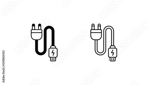 Charger And Cable icon design with white background stock illustration