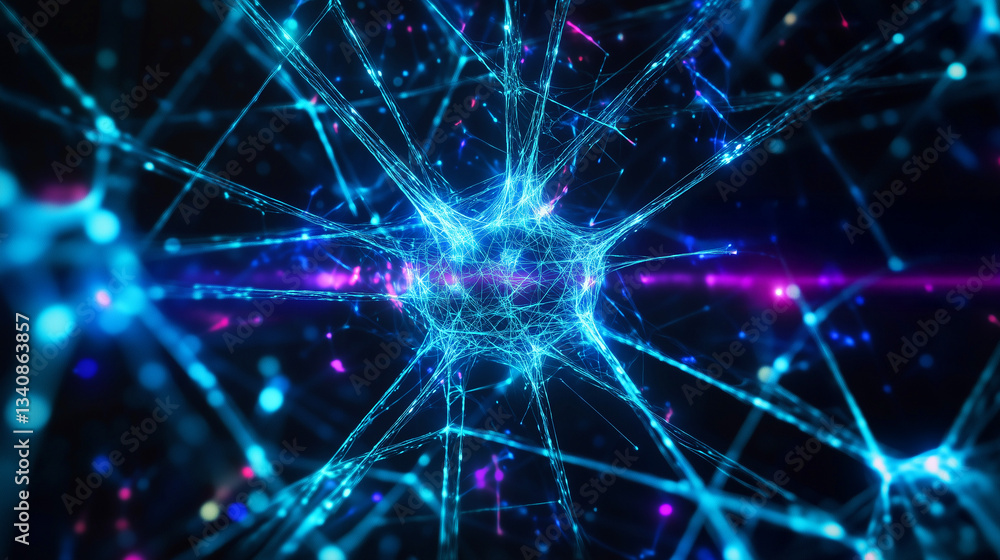 Futuristic Neural Network: AI Intelligence in Digital Space