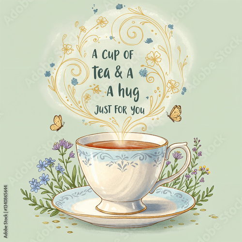 Magical Tea Cup with a Cozy Greeting