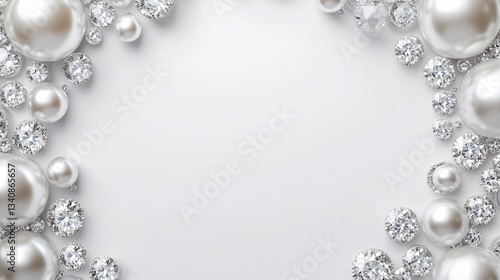 Elegant arrangement of pearls and diamonds on a soft background.