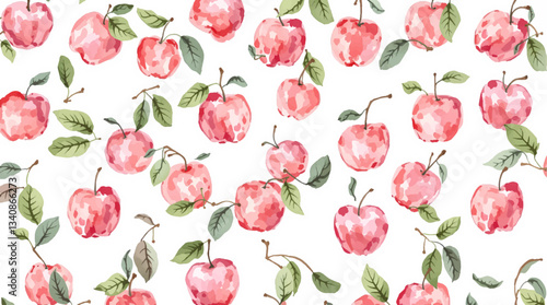 Wallpaper Mural Watercolor pattern red apple white background vector Torontodigital.ca