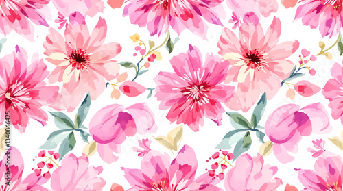 Watercolor flower background for invitation card. Floral hand-painted seamless pattern	