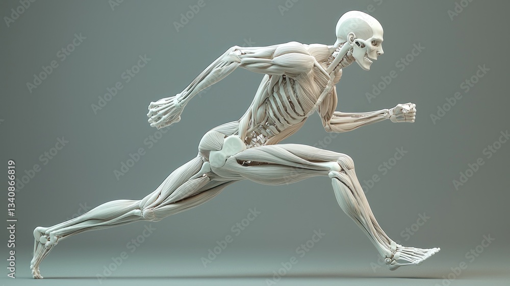 Obraz premium Human Anatomy in Motion: A 3D Model of a Runner