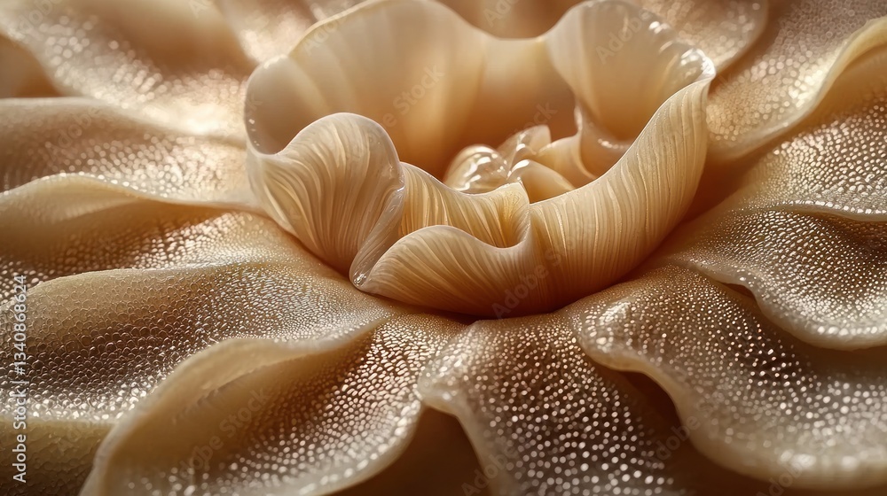 Close-up of a delicate, textured, mushroom-like flower Close-up of a delicate, textured, mushroom-like flower