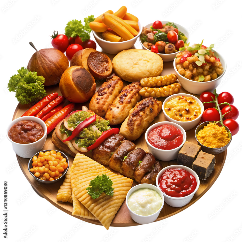 Ultimate Party Food Platter! isolated on transparent background Ultimate Party Food Platter! isolated on transparent background