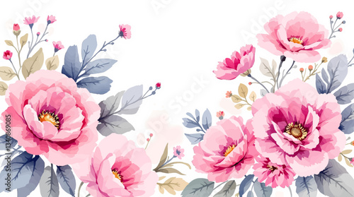 Watercolor flower background for invitation card. Floral hand-painted seamless pattern	