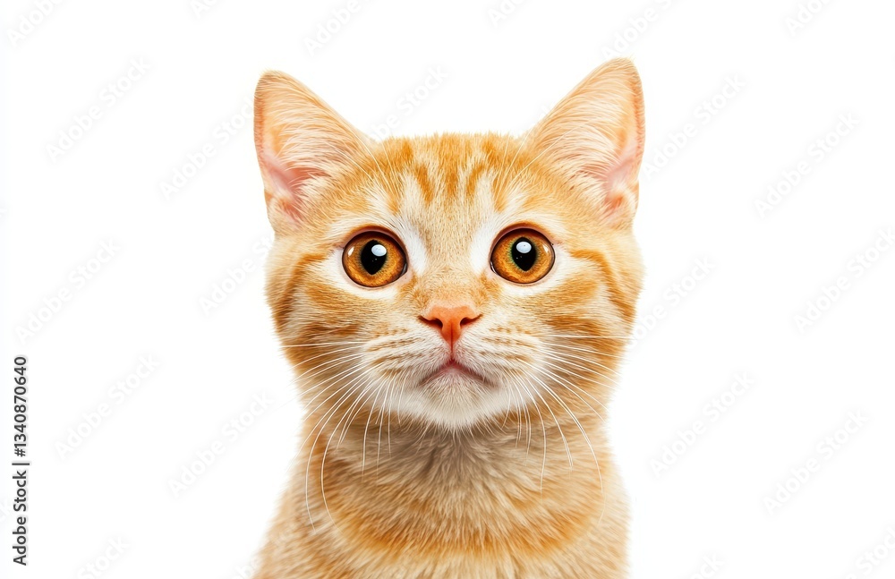 Closeup Portrait of an Orange Tabby Kitten Against White Background Closeup Portrait of an Orange Tabby Kitten Against White Background