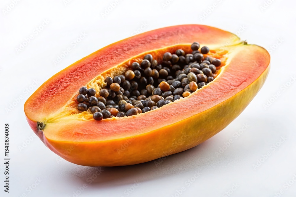 Vibrant Papaya Fruit Isolated on White Background - Perfect for Food Photography and Design Vibrant Papaya Fruit Isolated on White Background - Perfect for Food Photography and Design
