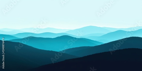 The mountains are blue and the sky is clear