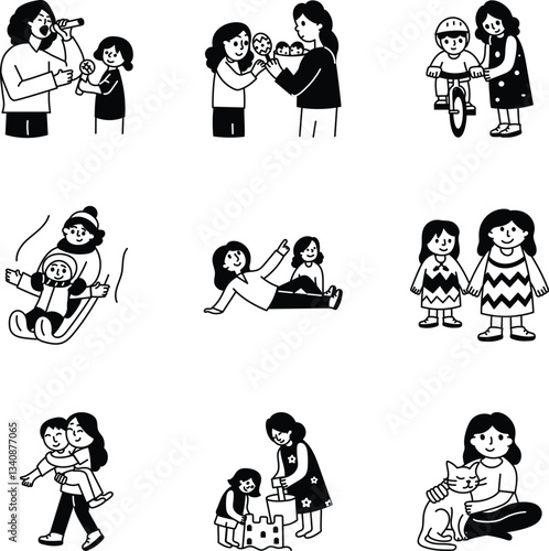 Bundle of Mother Love Hand Drawn Illustrations
