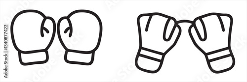 Boxing gloves in a simple line art style, representing sport and competition.