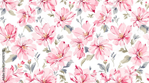 Watercolor flower background for invitation card. Floral hand-painted seamless pattern	