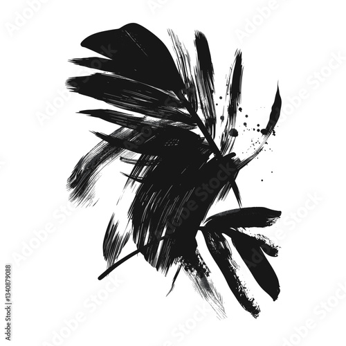 Leave plant shape black art illustration vector
