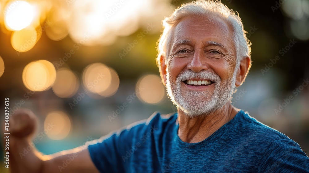 Energetic Elderly Man Cheering in Park with Gray Hair and Beard Exercising Outdoors Energetic Elderly Man Cheering in Park with Gray Hair and Beard Exercising Outdoors