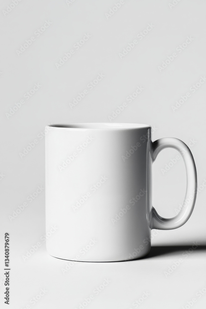Fototapeta premium White mug presents clean, simple aesthetic perfect for customization