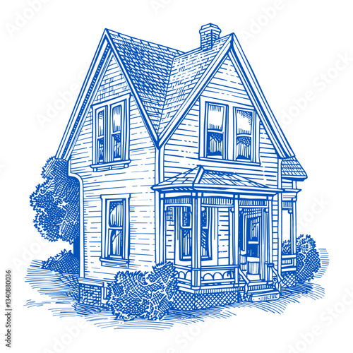 Hand drawn a house drawing architecture illustration vector