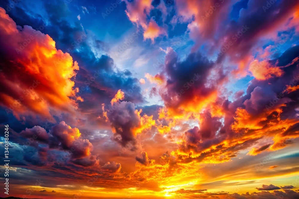 Fototapeta premium Vibrant Sunset Sky with Colorful Clouds - Dramatic Evening Background