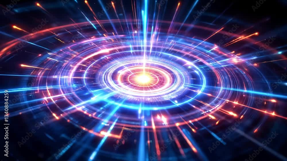 A high-tech spinning core of energy radiates power surrounded by shifting light pulses holographic elements and futuristic motion trails A high-tech spinning core of energy radiates power surrounded by shifting light pulses holographic elements and futuristic motion trails