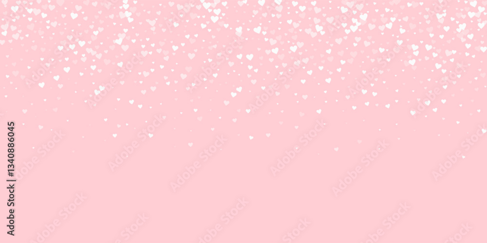 Valentine hearts, flying, falling down, floating. White hearts scattered on pink background. Lovable valentine hearts vector illustration. Valentine hearts, flying, falling down, floating. White hearts scattered on pink background. Lovable valentine hearts vector illustration.