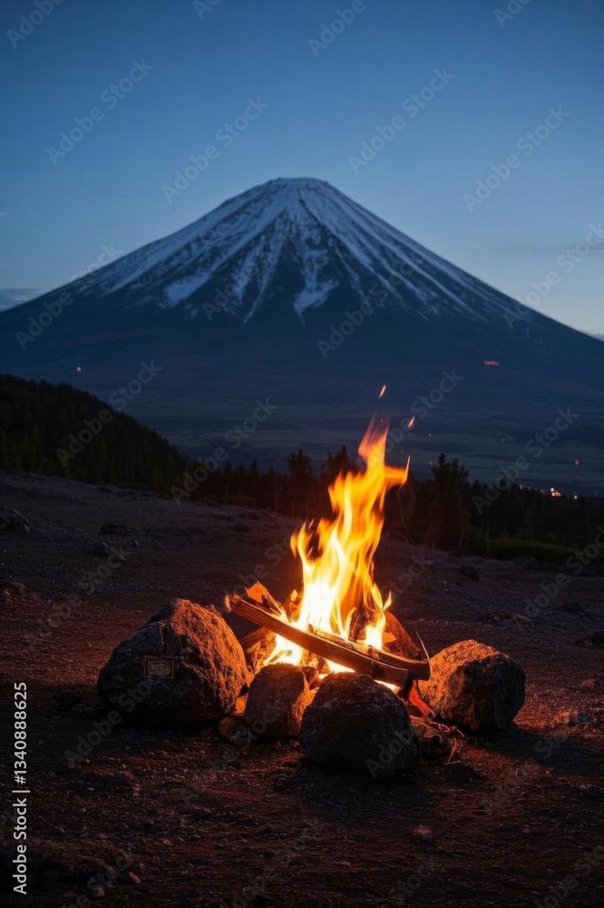 araffes lit up in the evening with a mountain in the background araffes lit up in the evening with a mountain in the background