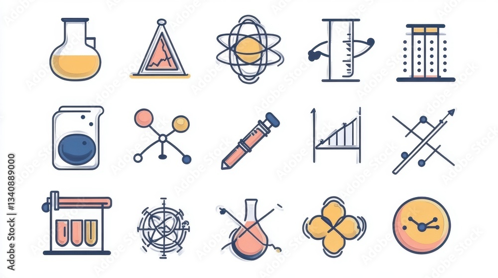 Fototapeta premium Colorful Science Icons Set