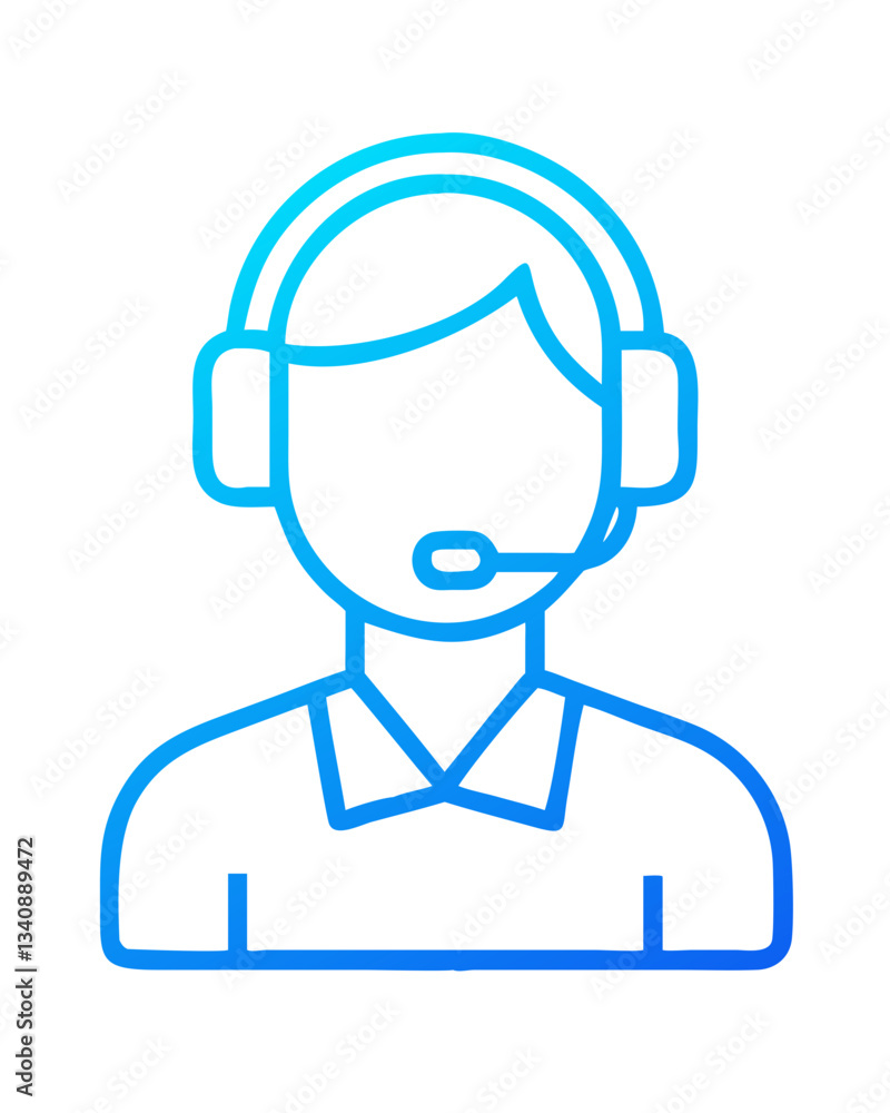 Silhouette of a man with headphones and microphone. Customer service logo Silhouette of a man with headphones and microphone. Customer service logo
