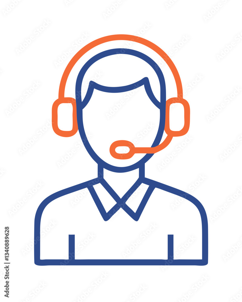 Silhouette of a man with headphones and microphone. Customer service logo Silhouette of a man with headphones and microphone. Customer service logo