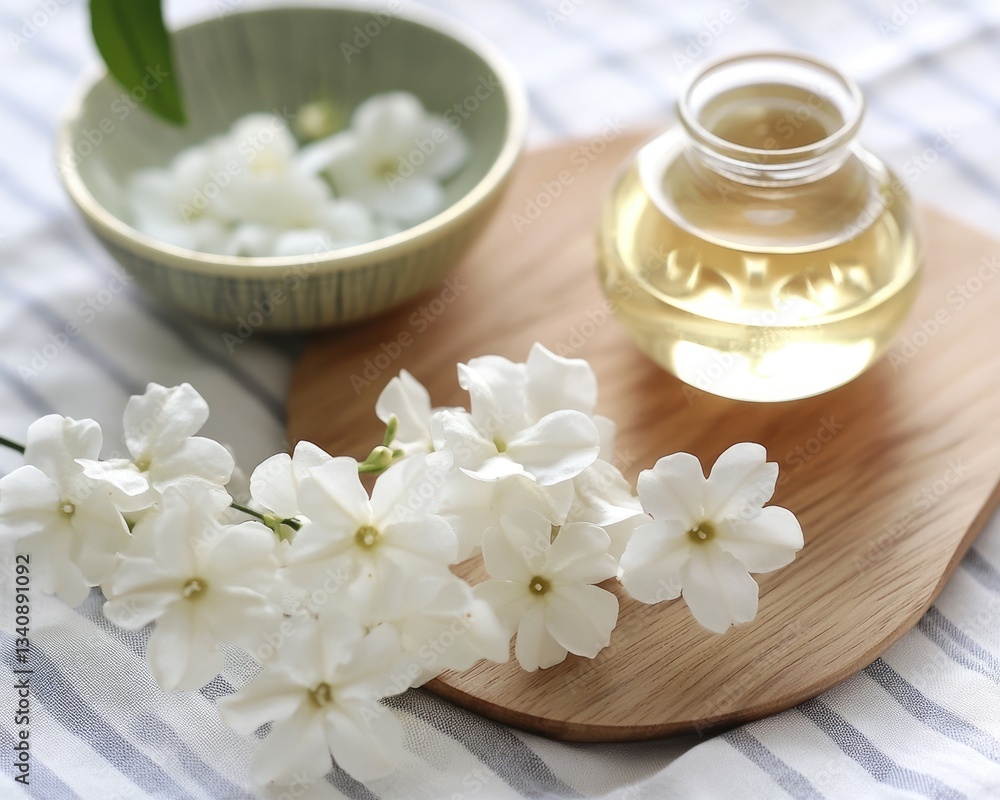 Jasminum Sambac. White Jasmine Flower - Tea, China, and Perfume Concept Jasminum Sambac. White Jasmine Flower - Tea, China, and Perfume Concept