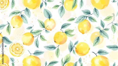 Hand drawn watercolor lemon Sicilian painting on white background. Fruit vector illustration. Pattern watercolor fruit.