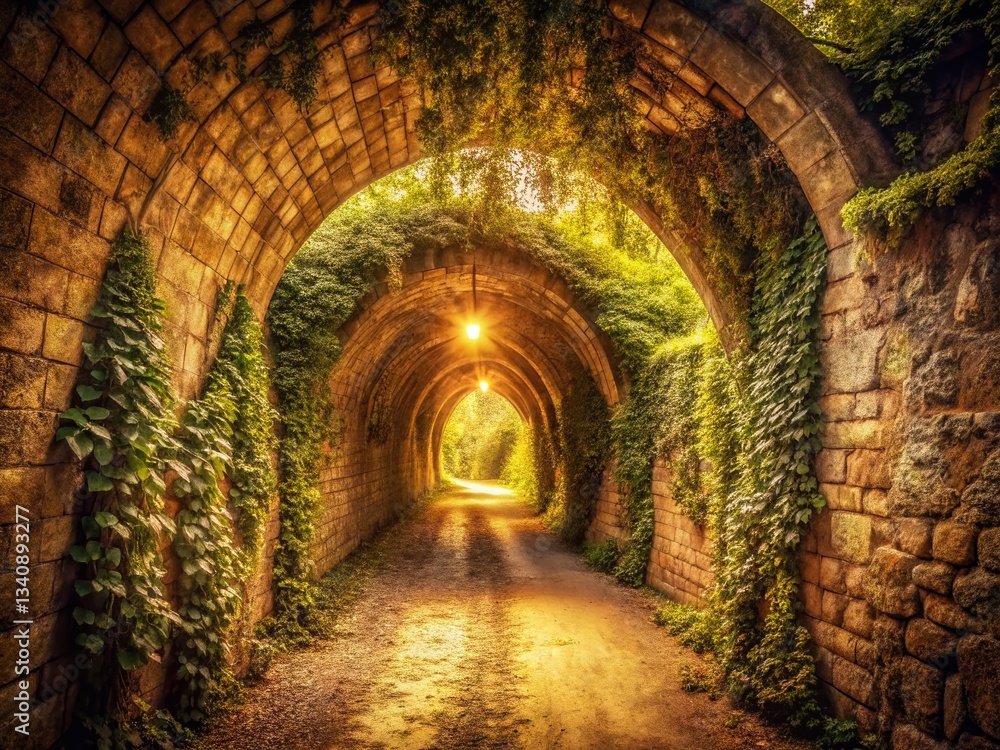 Fototapeta premium Vintage Fantasy Tunnel: Light at the End of a Mystical Passage