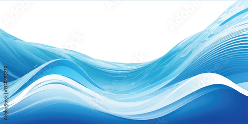 Clean and Simple Blue and White water ocean Flowing Curve Background Template with a Minimalist Design, Ideal for Flyers, Brochures, and Web Banners

