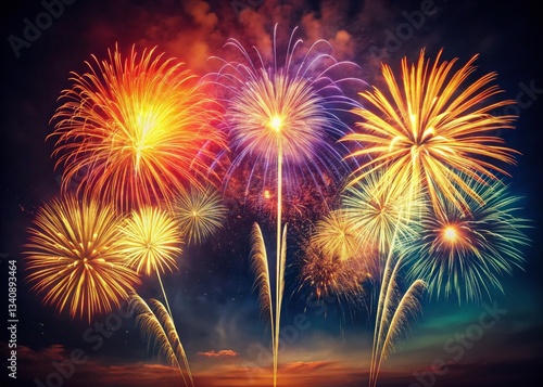 Vintage Fireworks Display: Fourth of July Celebration, USA