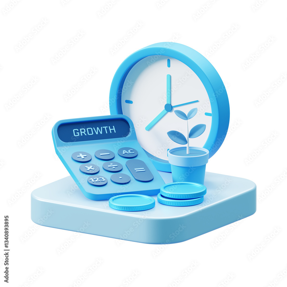 Φωτογραφία 3D Finance Time Isolated Transparent Png Background Growth Business Success Economy Icon