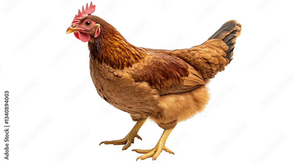Fototapeta premium Brown Hen Standing Isolated on a transparent background 