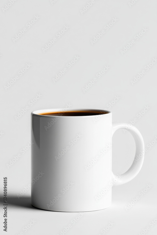 White mug on plain background expresses minimalist calm feeling White mug on plain background expresses minimalist calm feeling