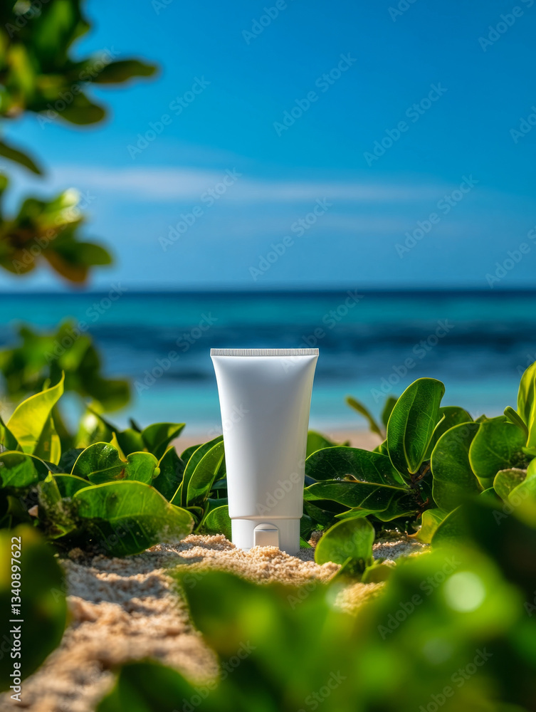 pristine cream bottle basks in beach bliss, evoking feelings of refreshment pristine cream bottle basks in beach bliss, evoking feelings of refreshment